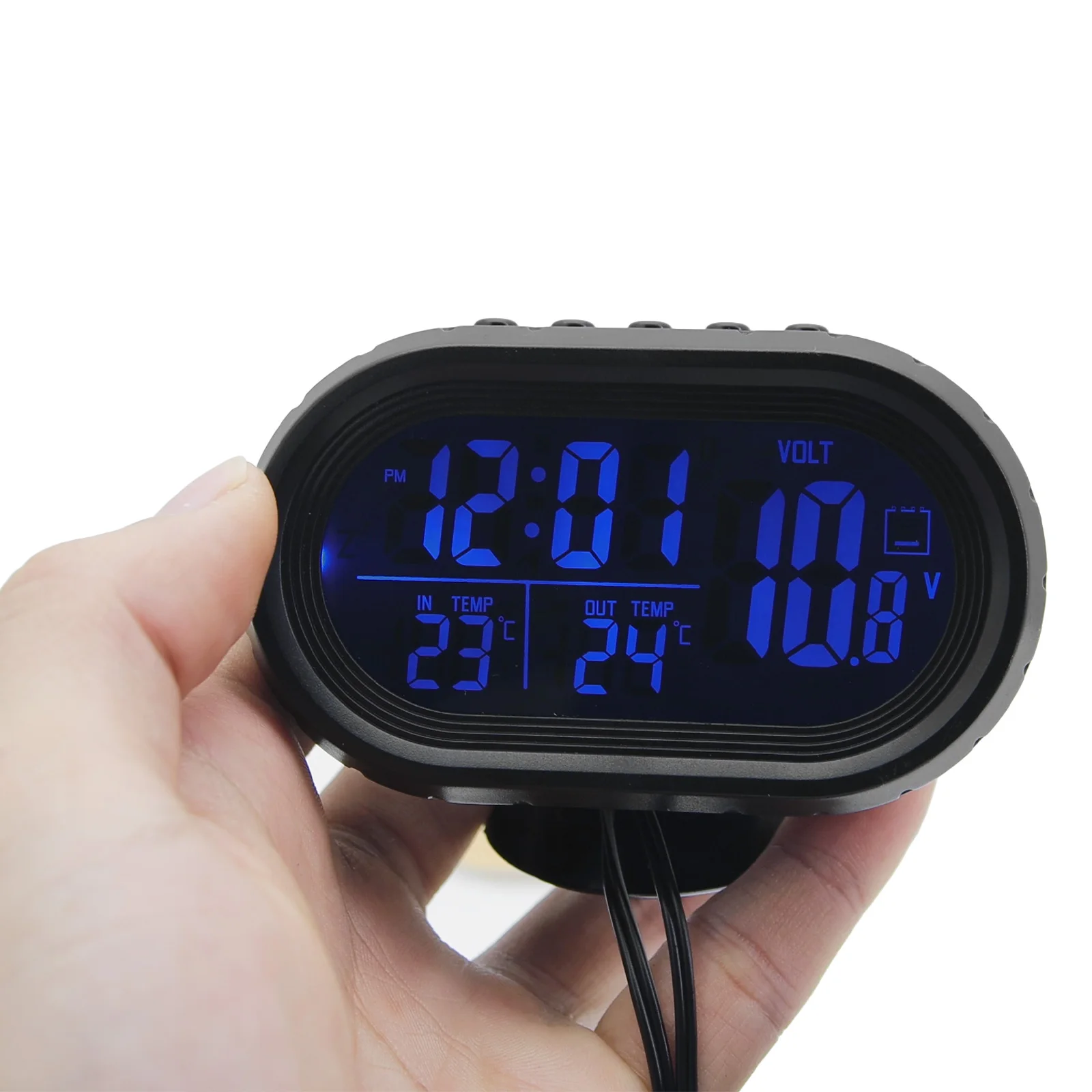 3 IN 1 LED Digital Auto 12V-24V Innen/Außen Thermometer Spannungsmesser UHR  KFZ EUR 12,99 - PicClick DE