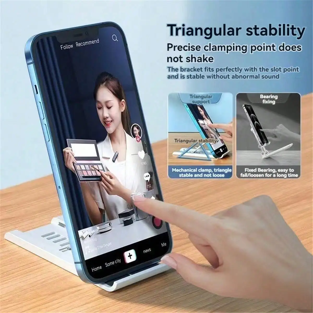 1개 다기능 접이식 휴대폰 거치대, 침대/책상용 편안한 휴대폰 홀더, 휴대폰 및 태블릿용 조절 가능한 마운트