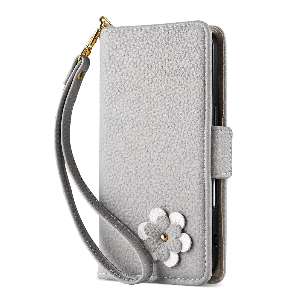 Elegant 3D Floral Leather Phone Wallet Case with Card Slot and Flip Cover
