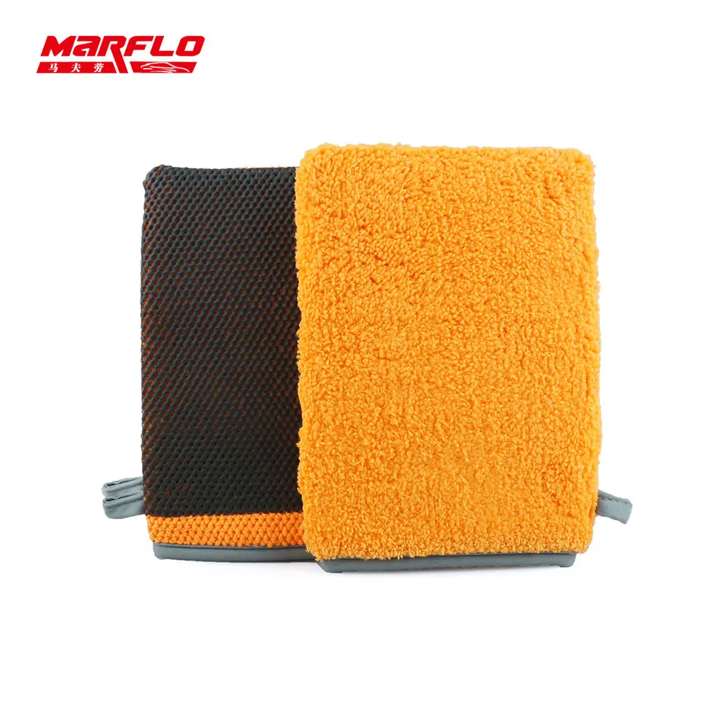 Car Cleaning Gloves Microfiber Car Mitt Microfiber Cleaning Gloves Microfiber Washing Gloves Microfiber Gloves Car Cleaning Magic Clay Bar Washing Gloves Tools Auto Care Car Detailing Clean Cloth Marflo Polish Orange Mitt