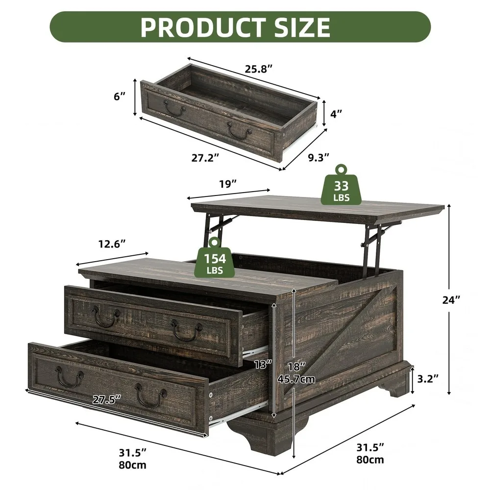 Square Lift-Top Coffee Table 6