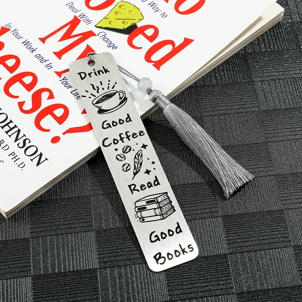 Drink Good Coffee Read Good Books Engraved Bookmarks Metal Bookmarks Stationery School Supplies for Book Lovers Teacher Gifts metal bookmark bookmarks stationery supplies