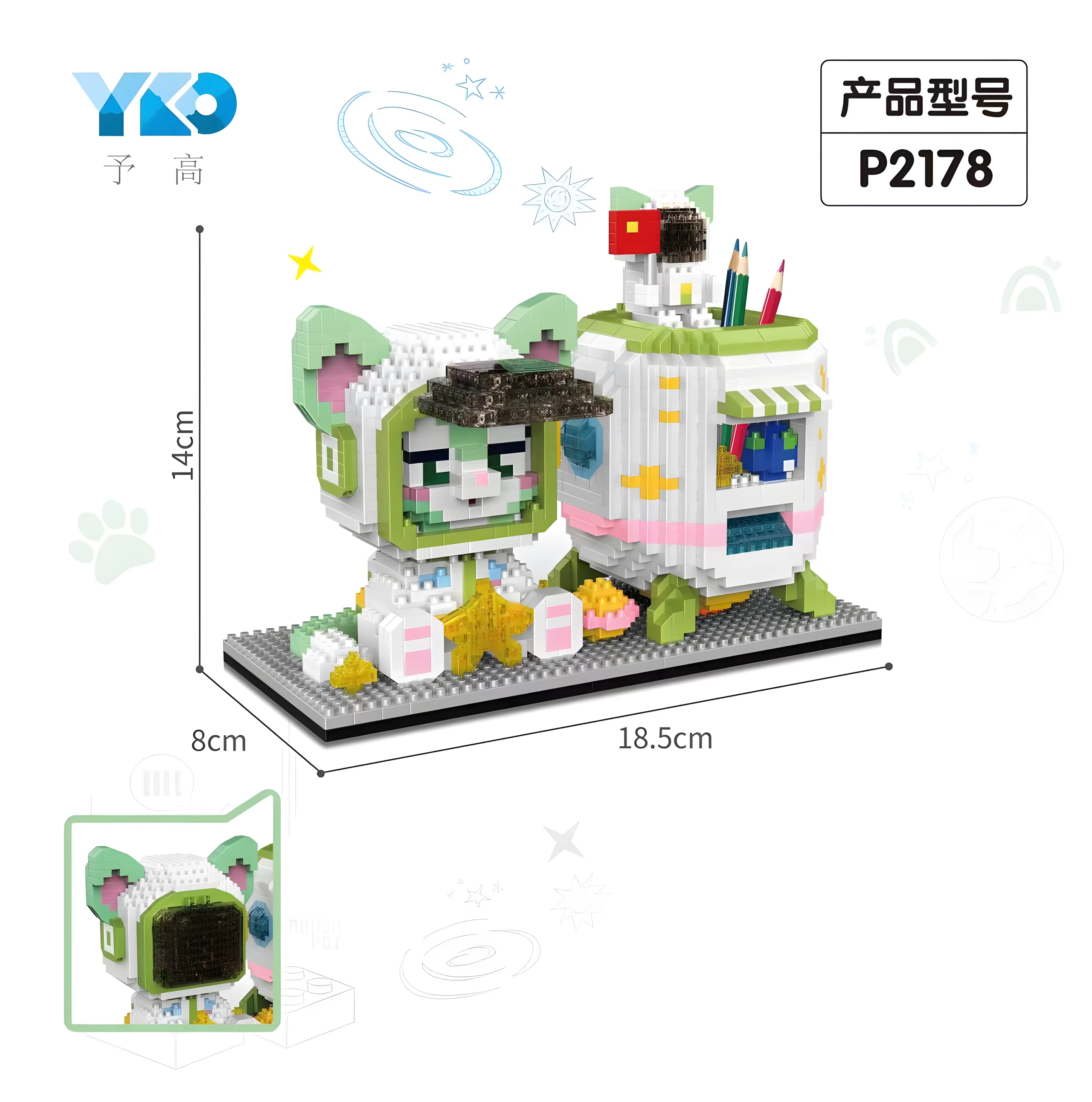 2 In1 Disney Stitch lega Building Blocks Pencil Holder Toy Pokemon Pikachu lega Blocks Cartoon Character Toys Children Gifts building blocks toys