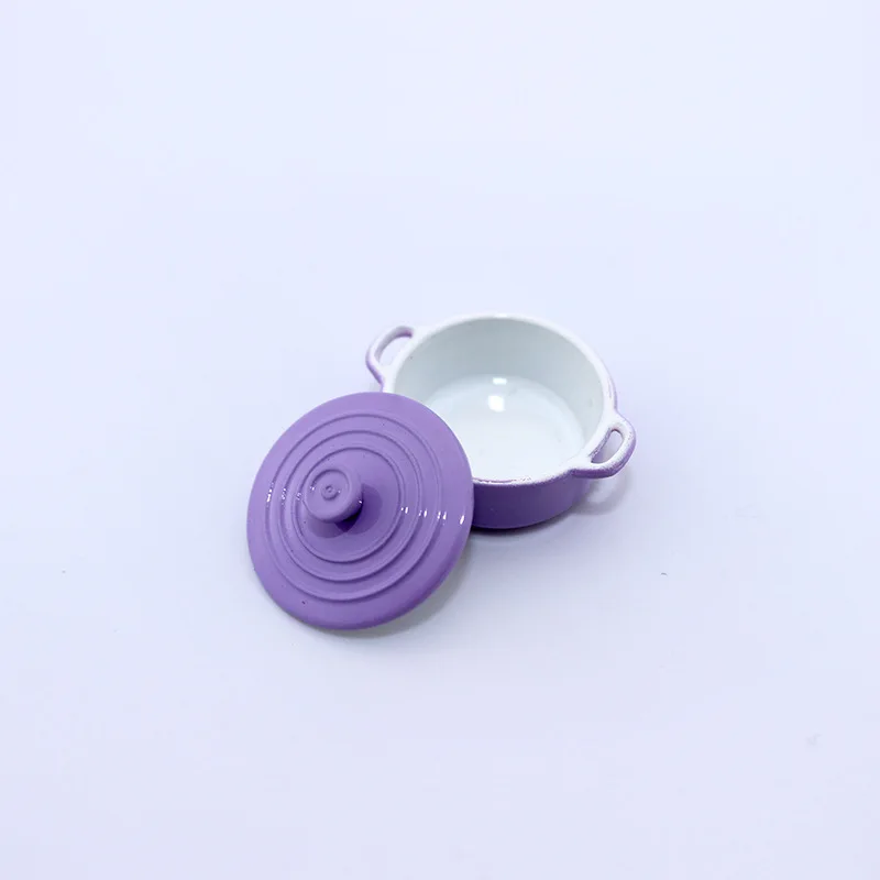 Miniature Colorful Dollhouse Soup Pot - 1:12 Scale Metal Cookware Accessory