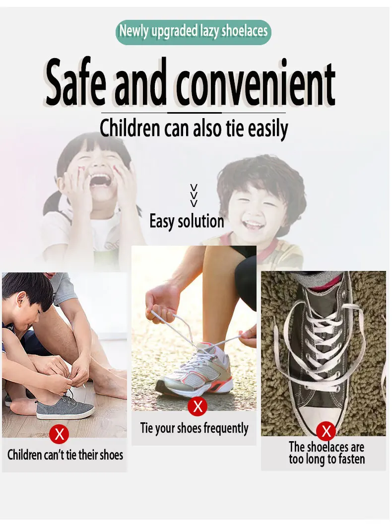 Runde, elastische Schnürsenkel ohne Schnürsenkel mit Metallverschluss für Turnschuhe und Stiefel – flache Schnürsenkel mit Schnellverschluss für Kinder und Erwachsene aus Gummi – Detail 3