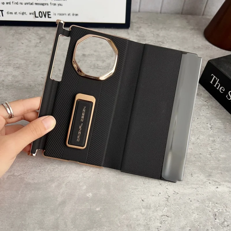 Luxury Dual Strap Leather Case with Dual Hinge Protection & Smart View Window