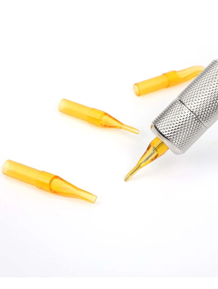 Tattoo Needles and Tips Set 20pcs Disposable Tattoo Needles & 20pcsYellow Tips Tubes for Machine Grip Tubes