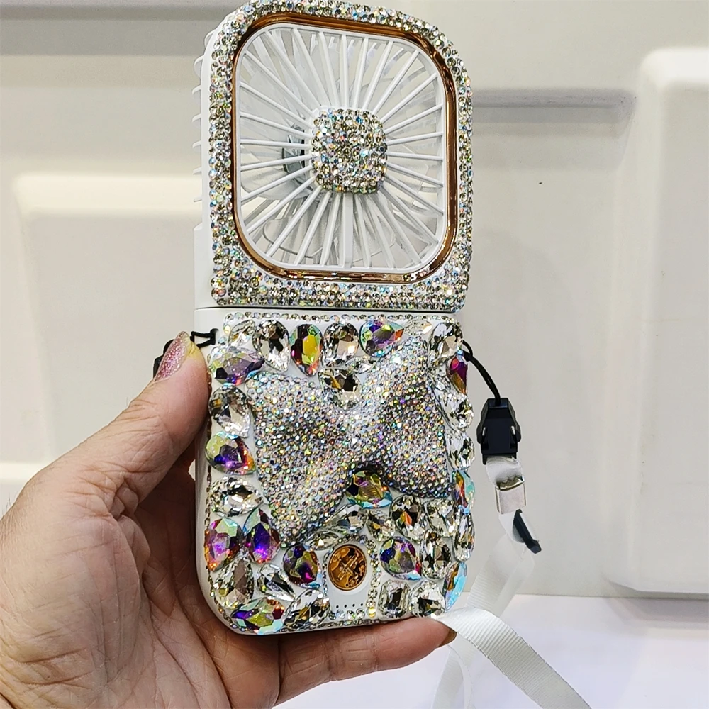 Foldable Rhinestones Portable fan.