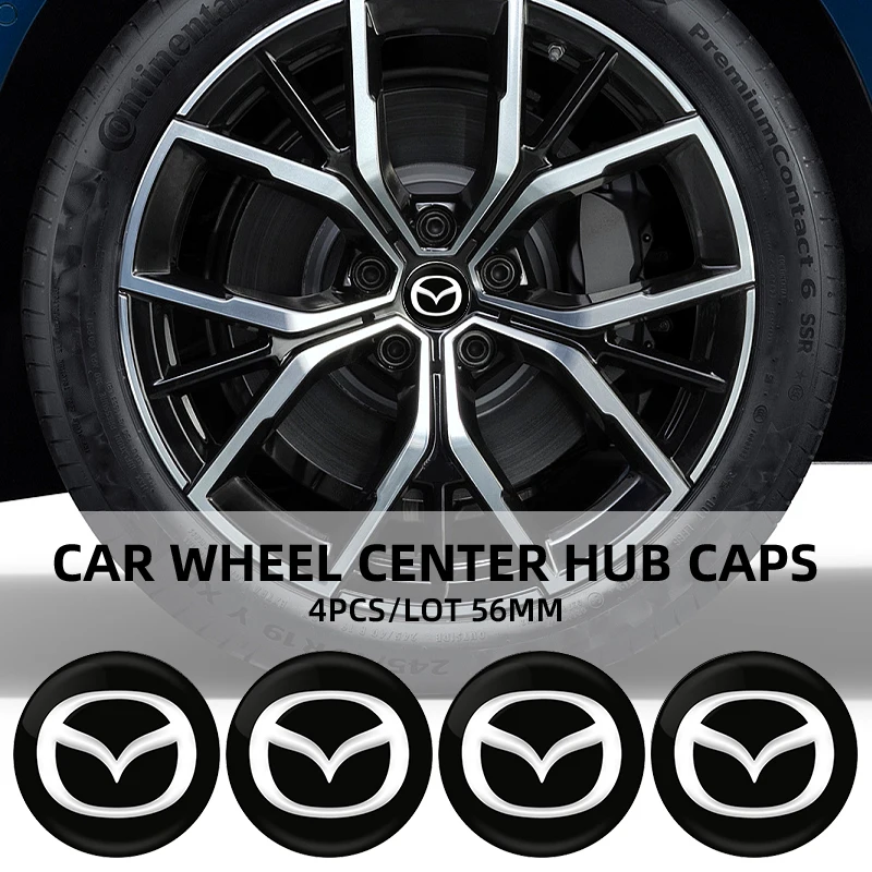 4Pcs 56Mm Car Wheel Center Hub Cap Badge Emblem Decal Wheel Sticker Per Mazda 3 6 Atenza Axela Demio Cx3 Cx5 Mp Ms Rx8