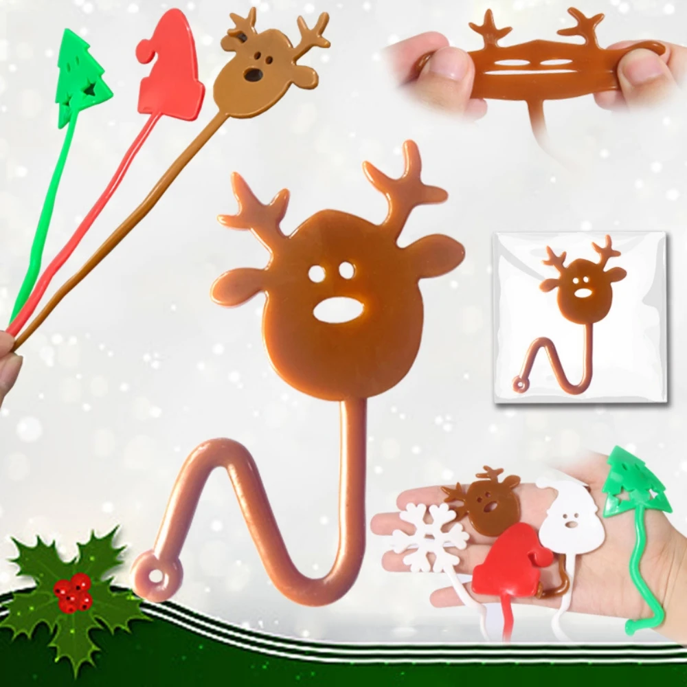 Cute Cartoon Christmas Tree Snowflake Elk Sticky Hands for Christmas New Year Carnival Party Gift Pinata Gift Bag Filler 10-50PC
