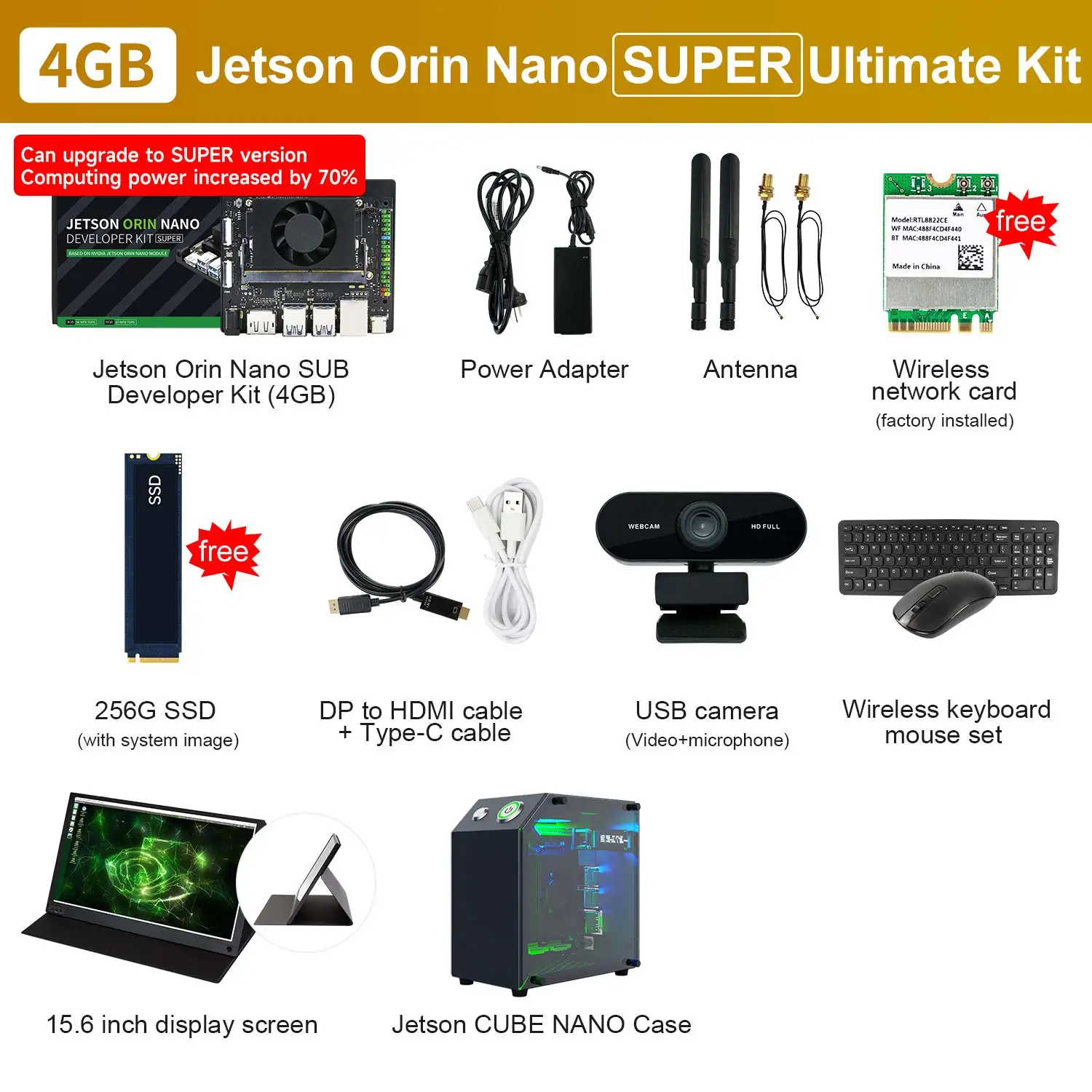 Jetson Orin NANO SUPER 開発者キット、公式コアモジュールベース