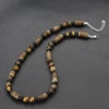 Men's Necklace Retro Tiger Eye Wood Jewelry Brown Coconut Shell Natural Stone Beaded Necklace Simple Chain Necklace Pendant