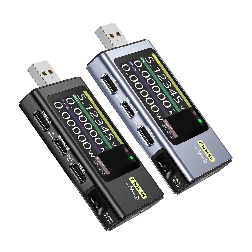 

FNB58 USB Voltmeter Ammeter Accurate Measurements 2.0" High Definition LCD Screen Fast Charging Protocol Capacity Tester