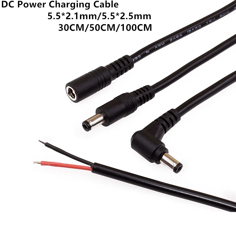 

DC Power Plug 5.5 X 2.1 2.5mm 5.5 * 2.1mm Male Female CCTV Adapter Connector Cable Extension Cords 12V Surveillance Camera