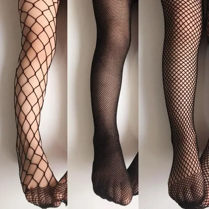 Baby Girls Fishnet Tights Mesh Stockings Kids Girls Children Black White Net Grid Dancing Pantyhose with Jeans Tights