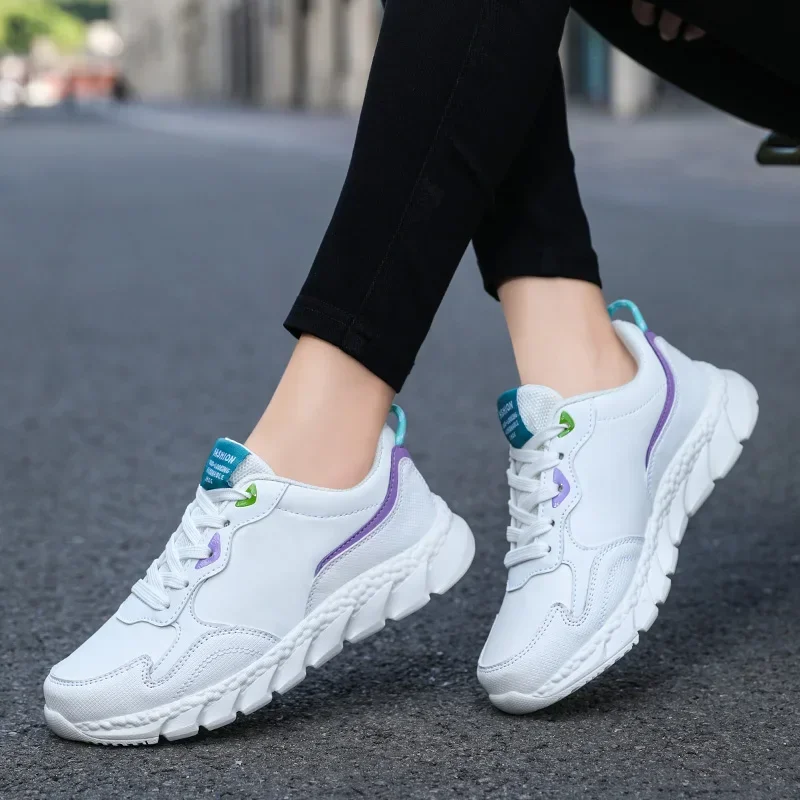 Waterproof Autumn Running Shoes Women Leather Non-slip Casual Sneakers Ladies Lightweight Fitness Walking Shoes