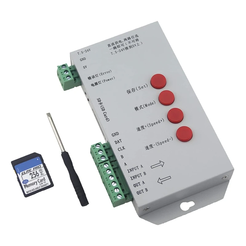

Контроллер пикселей светодиодной ленты T1000S DMX 512 RGB, SD-карта WS2812B WS2811 6803 SK6812