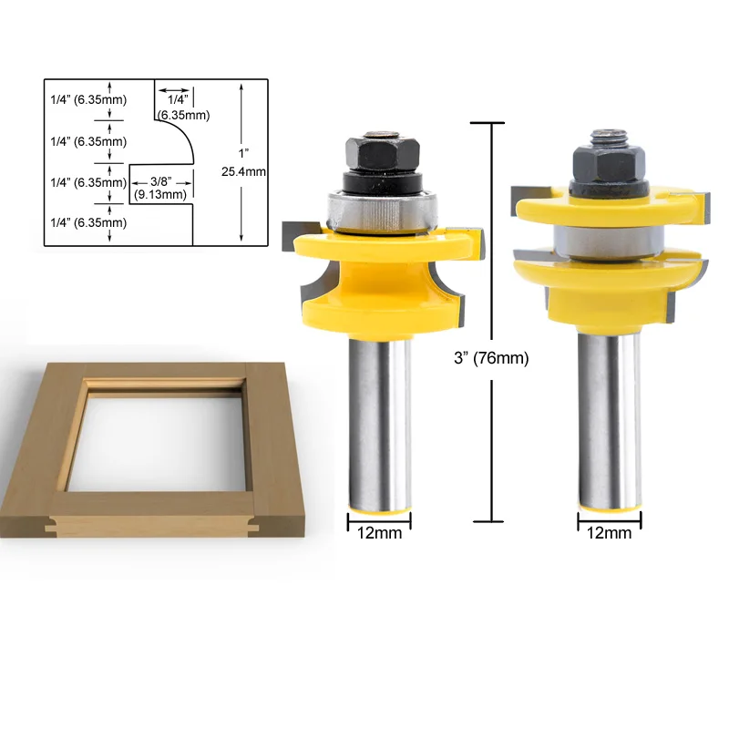 Router Bit Set | Milling Cutter - Round 2 Bit Router Set 1/2 Shank 12mm ...