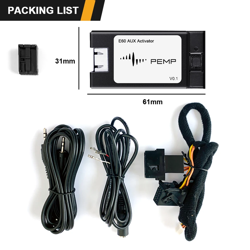 PEMP E60 Aux Activador Adaptador Aux de Rádio de Carro para BMW