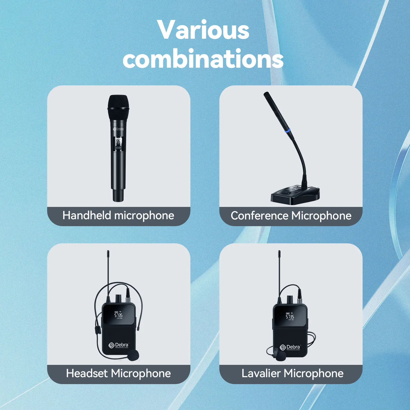 Debra DU8008 8-Channel Wireless Handheld Microphone System Handheld, Lavalier, a