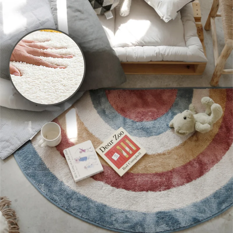 

Bubble Kiss Plush Carpet Modern Living Room Semicircle Carpet Fur Rug for Children Room Rainbow Fluffy Wool Thickened Door Mat
