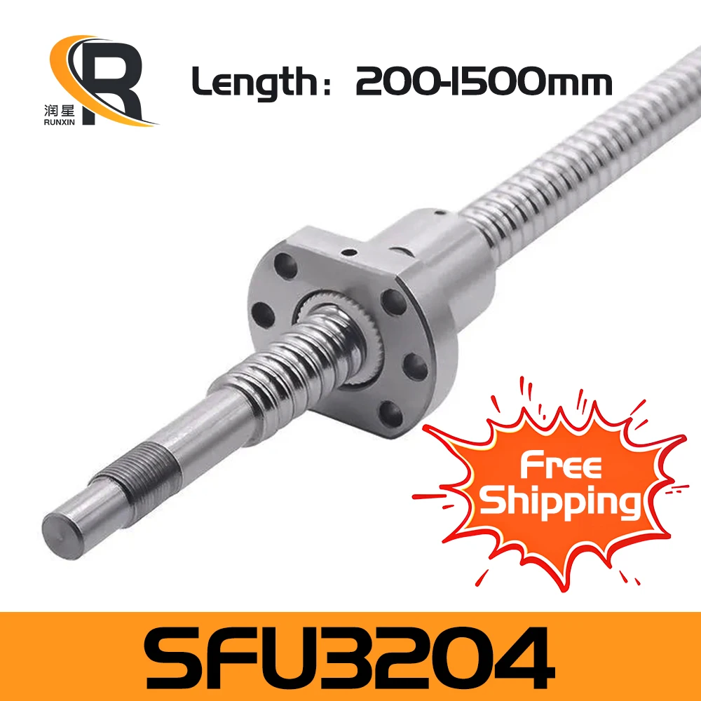 

SFU3204 C7 L200-1500mm шариковый винт с фланцем, с одной шариковой гайкой, обработанной на заказ, любой размер обработки для CNC 3D Priter