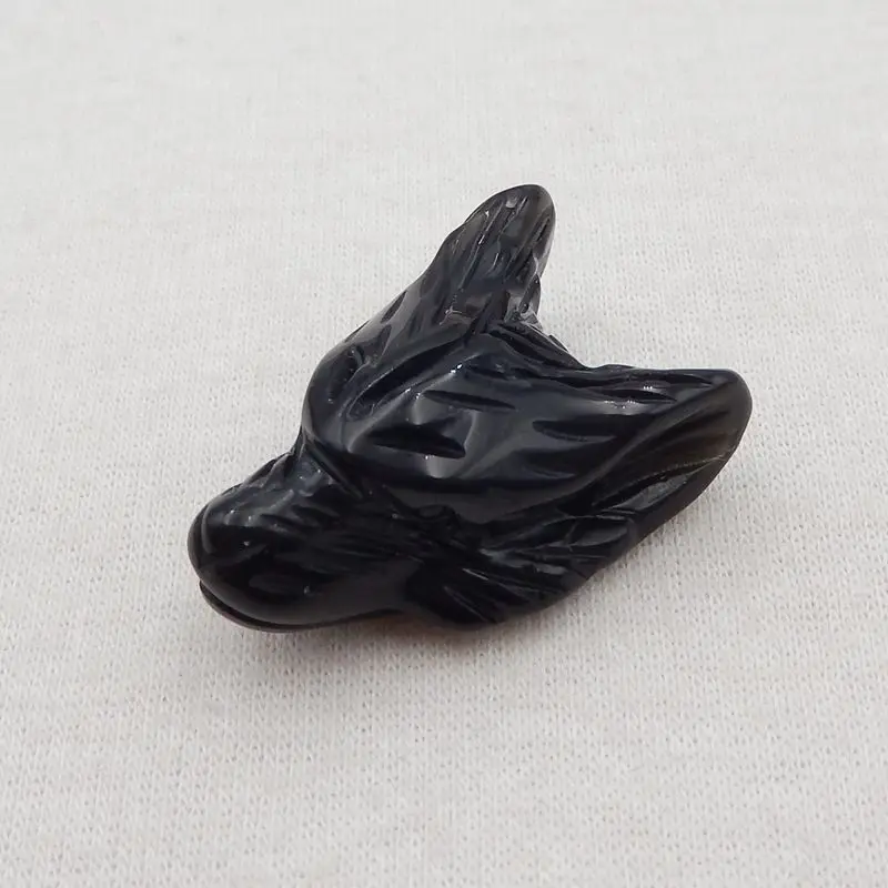 Natural Stone Obsidian Handmade Animal Wolf Head Fashion Pendant Bead 30x19x13mm 7g Fashion Jewelry Necklace Accessories