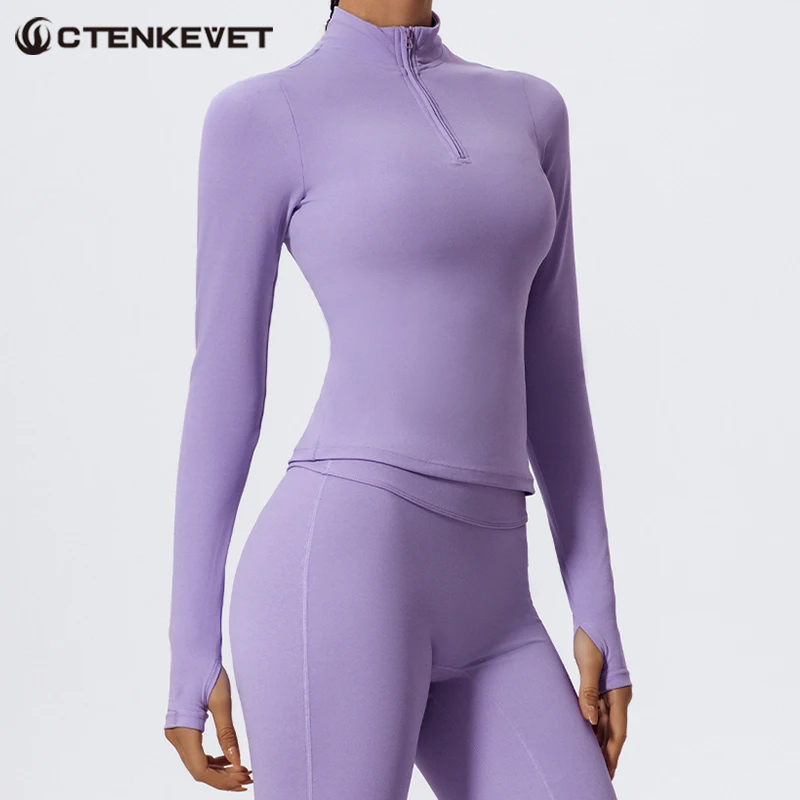 Ctenkevet Sports Half-Zip Top Women Yoga Wear Gym Training Suit Female Fitness Fall And Winter Sportwear Sport Outfit Woman