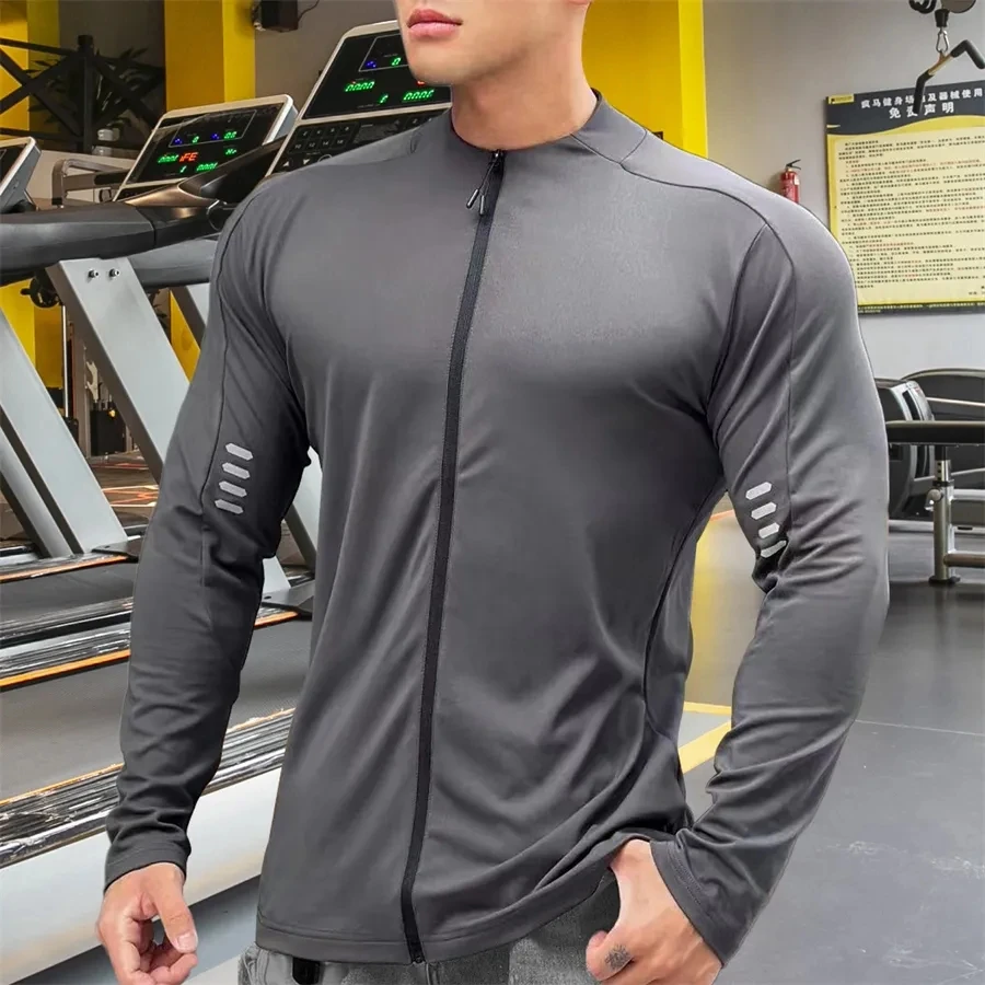 

2023 New Men's Fitness Hooded Sportswear Gym Running Training Sweatshirt Jogging Hoodie Casual Zipper Jacket Male Pullover Coat