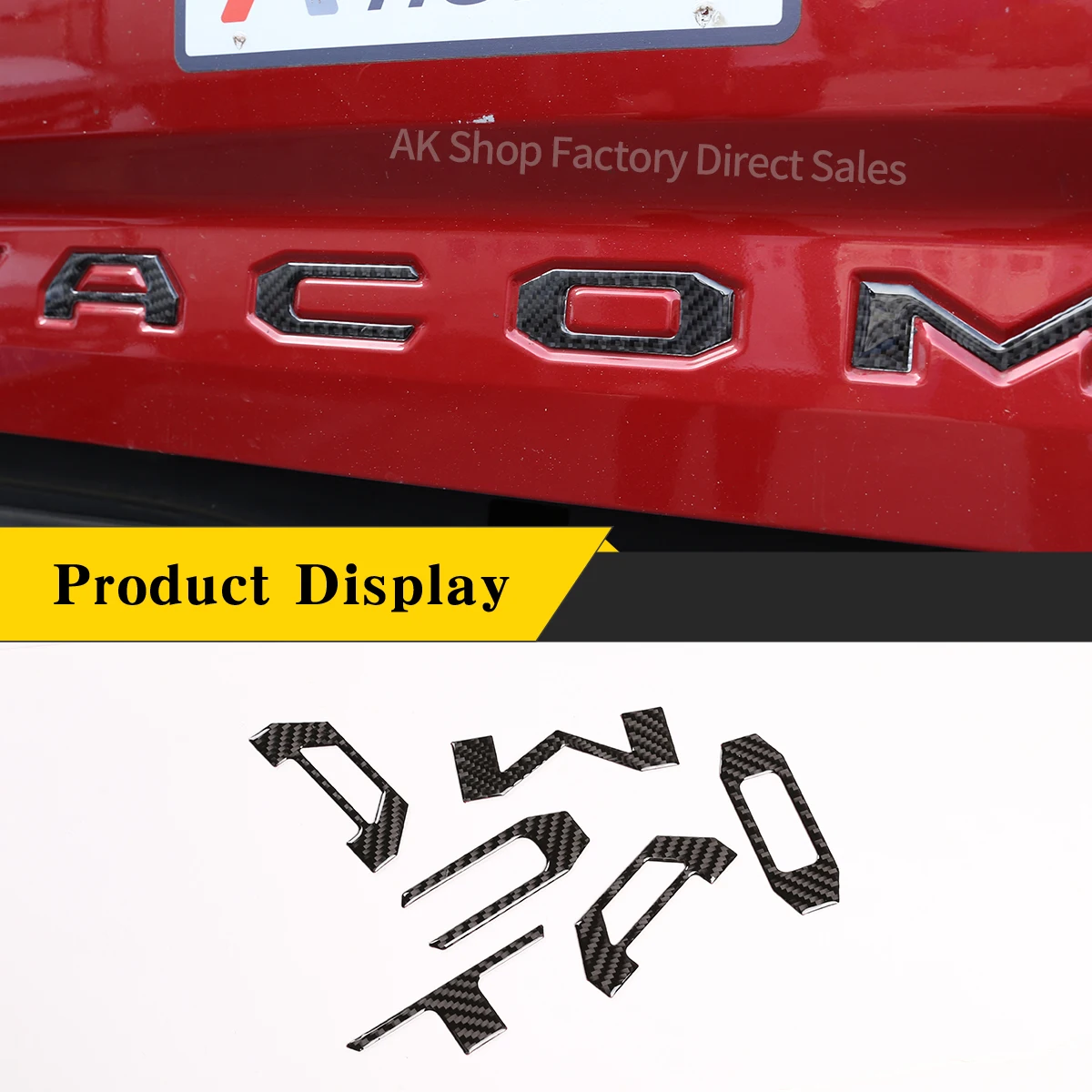 For Toyota Tacoma 2016-2020 Soft Carbon Fiber Car Rear Tailgate Letter Panel Decorative Sticker Car Accessories