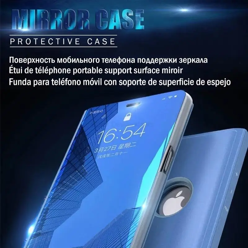Fashion Mirror Flip Phone Case For Samsung Galaxy A12 A52 S22 S21 S10 S9 S8 S20 FE Ultra Note 20 10 Lite 9 8 Plus S7 Edge Cover smart mirror flip case phone case