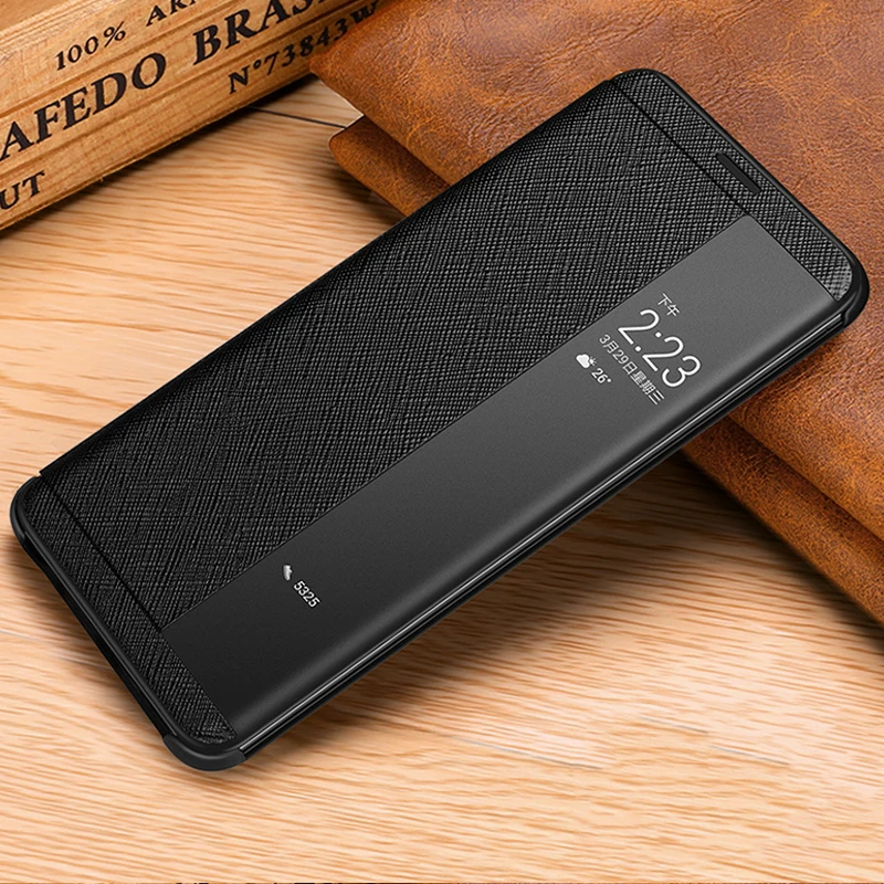 

Vintage Cross Genuine Leather Cases For Huawei P50 P40 P30 Mate 40 30 20 Rs Porsche Pro Thin Smart Awake Sleep Flip Case Cover