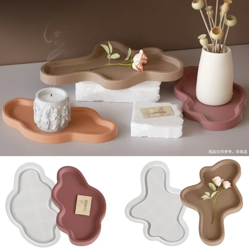 Coaster Silicone Mold Irregular Shape Geometry Cloud Storage Tray Mould DIY Handmade Gypsum Concrete Craft Gift Molds Home Decor