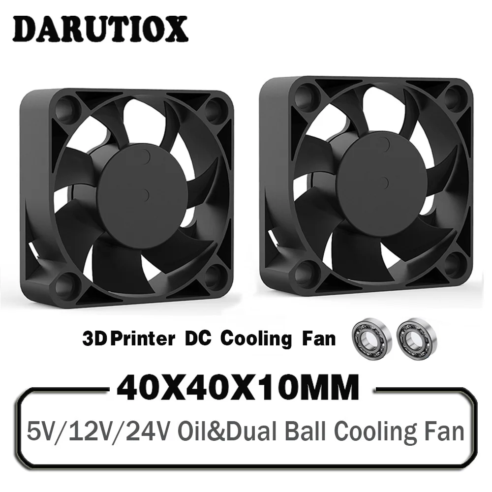 

2Pcs Darutiox DC 5V 12V 24V Dual Ball Bearing 40mm x 40mm x 10mm 4cm 2-Pin Computer PC Case Cooling Fan 4010 3D Printer Fan