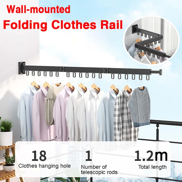 Cintres muraux pliables en alliage d'aluminium, 90/120cm, pour vêtements,  balcon, séchage de vêtements, support, accessoires de corde à linge pour la  maison - AliExpress