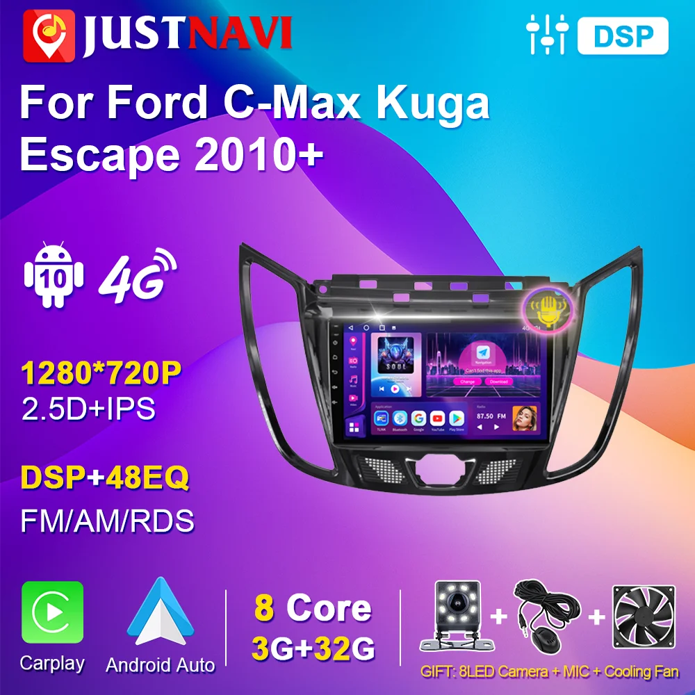 Android10 For Ford Cmax Kuga Escape 2010+ Car Radio Multimedia Video