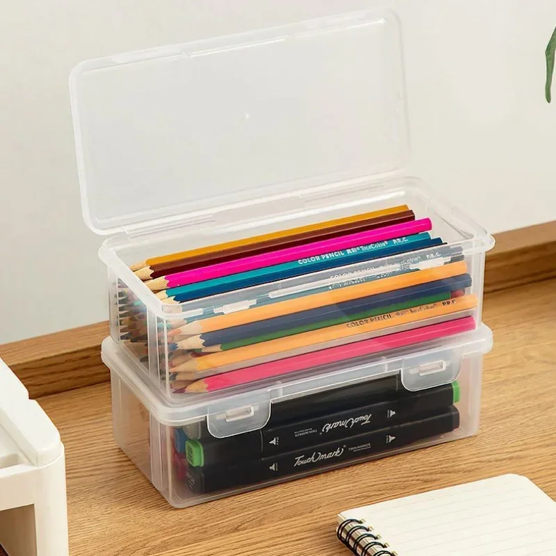 Kawaii Transparent Pencil Case Double Layer Multifunction Kids Pen Stationery Box Office School Large Capacity Storage Organizer