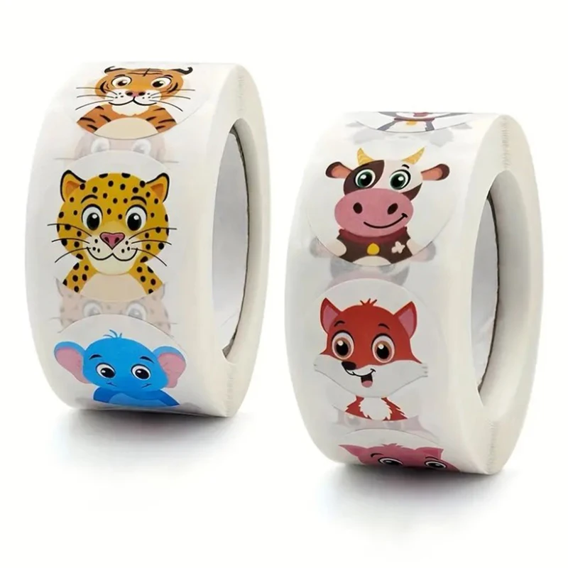 Round Animal Zoo Children Sticker Label Scrapbooking Children Thank You Stickers Tag Gift Sealing Label Decoration 500pcs/roll decorative stickers self adhesive stickers custom stickers stationery stickers paper stickers adhesive stickers decorative labels stickers animal stickers roll packaging stickers cartoon sticker