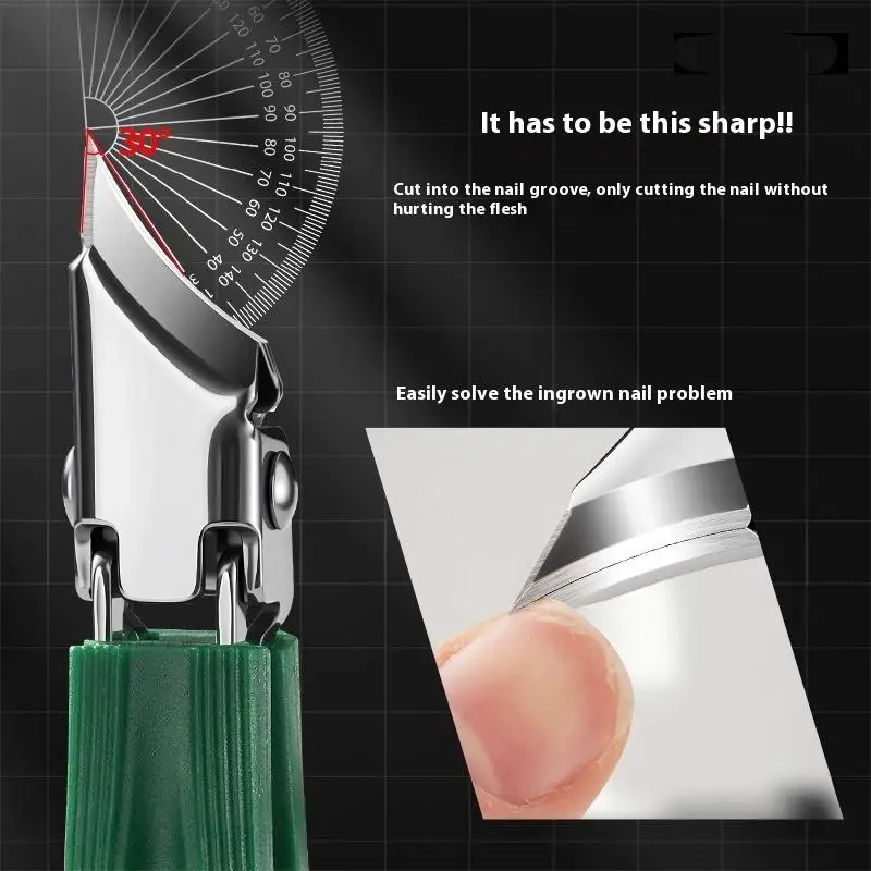1PC Ultra-Sharp Angled Stainless Steel Nail Clippers Anti-Splash Fingernail Toenail Cutters Home Salon Manicure Pedicure Tools
