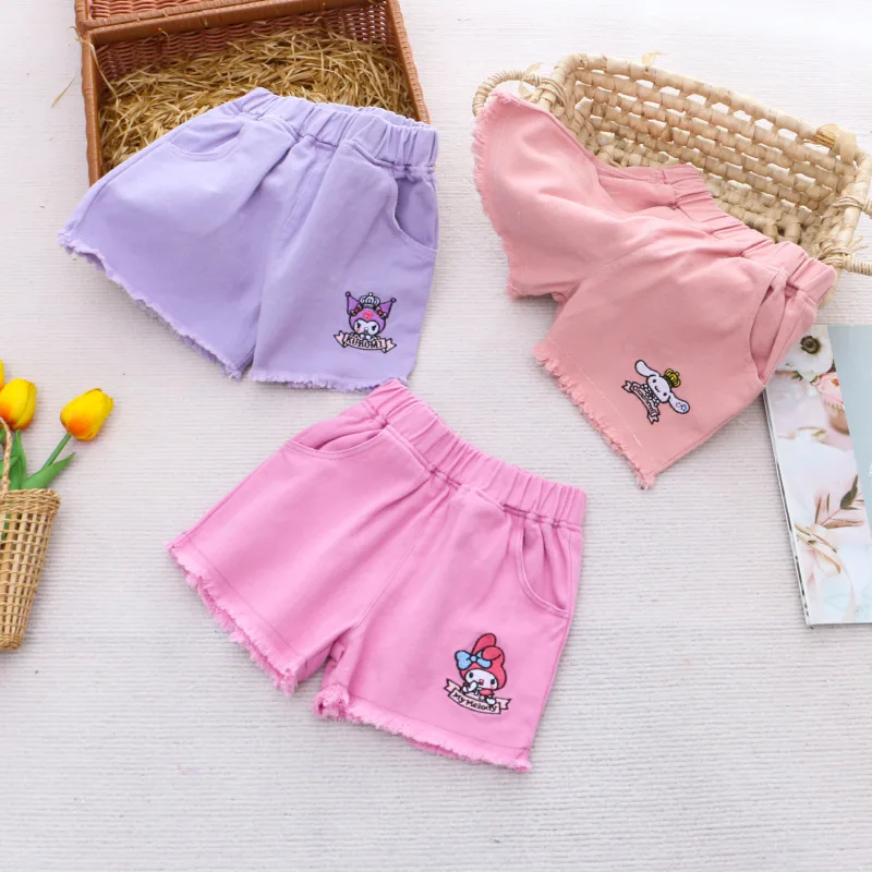 

2024 New My Melody Sanrio Kawaii Anima Children Summertime Short Pants Cute Kuromi Cartoon Trousers Lovely Gifts for Girls