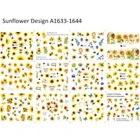 12patterns Sunflower Nail Water Decals Yellow Flowers Sliders for Nails Transfer Sticker Floral Butterfly Bee Manicure Wraps 2