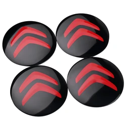 Sleek Car Wheel Center Cover Stickers - Auto Hub Cap Decoration Accessories (56mm - Black red)
