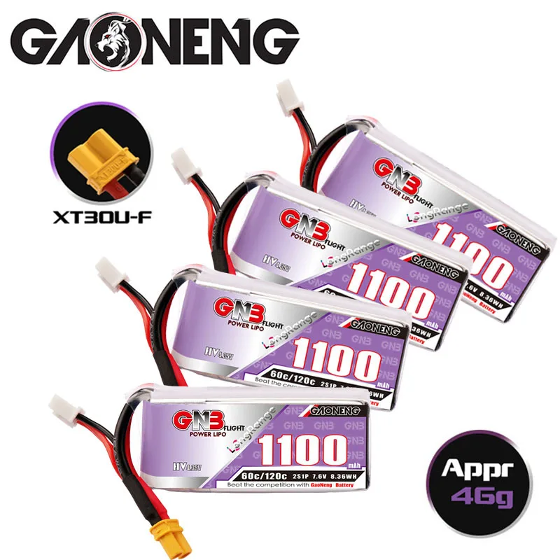 

HV MAX 120c GNB 7,6 В 1100 мАч Lipo аккумулятор для радиоуправляемого вертолета квадрокоптера FPV гоночного дрона запасные части 2s перезаряжаемая батарея