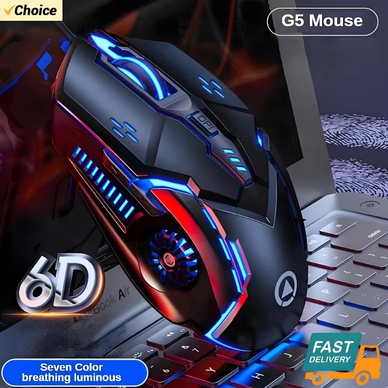 Original G5 Wired Mouse BackLight High Sensitivity 6 Keys Macro Programming Gaming Mechanical Mouse For Game Computer Tablet PC
