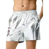 Sparkling Men Shorts Bright Color Shiny Shorts Elastic Waist Adjustable Drawstring Wide Leg Shorts Beach Casual Short Pants 2
