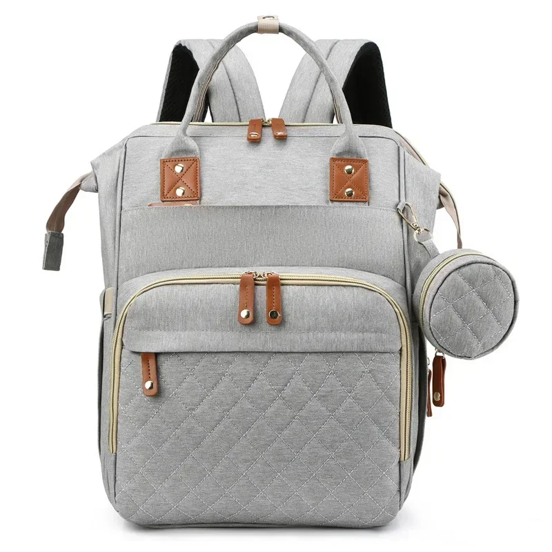 Mummy Backpack With Foldable Crib Soft Mattress Multifunctional Mommy Bags Baby Bottle Insulation Storage Bags Diaper Organizer 6