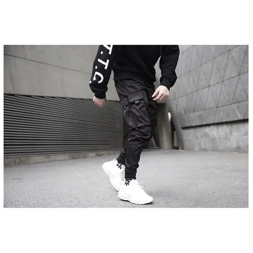 남성 Techwear 바지 코튼 스트리트웨어 블랙 카고 바지 청소년 하렘 바지 Joggong Sportswear Trendy Jogger 2024 Z1