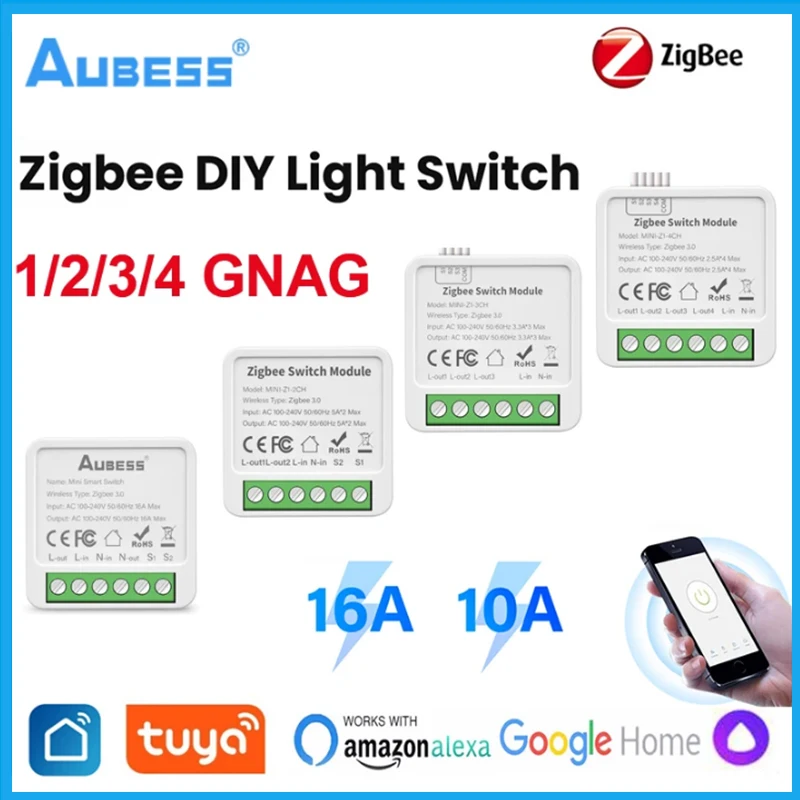 

Tuya Mini Smart Switch Module Zigbee 1/2/3/4 Gang 2 Way Control DIY Breaker Smart Home Work With Alexa Google Home Yandex Alice