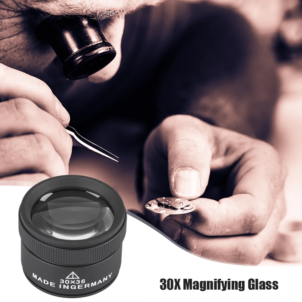 Handheld 30X Magnifying Glass Optical Lens Jewelry Appraisal Monocle Magnifier