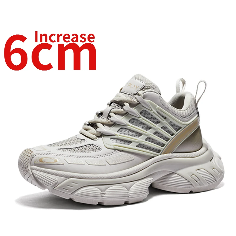 

Туфли женские из натуральной кожи, дышащие, на толстой подошве, функциональные, для папы, модная универсальная повседневная спортивная обувь, увеличенный рост 6 см